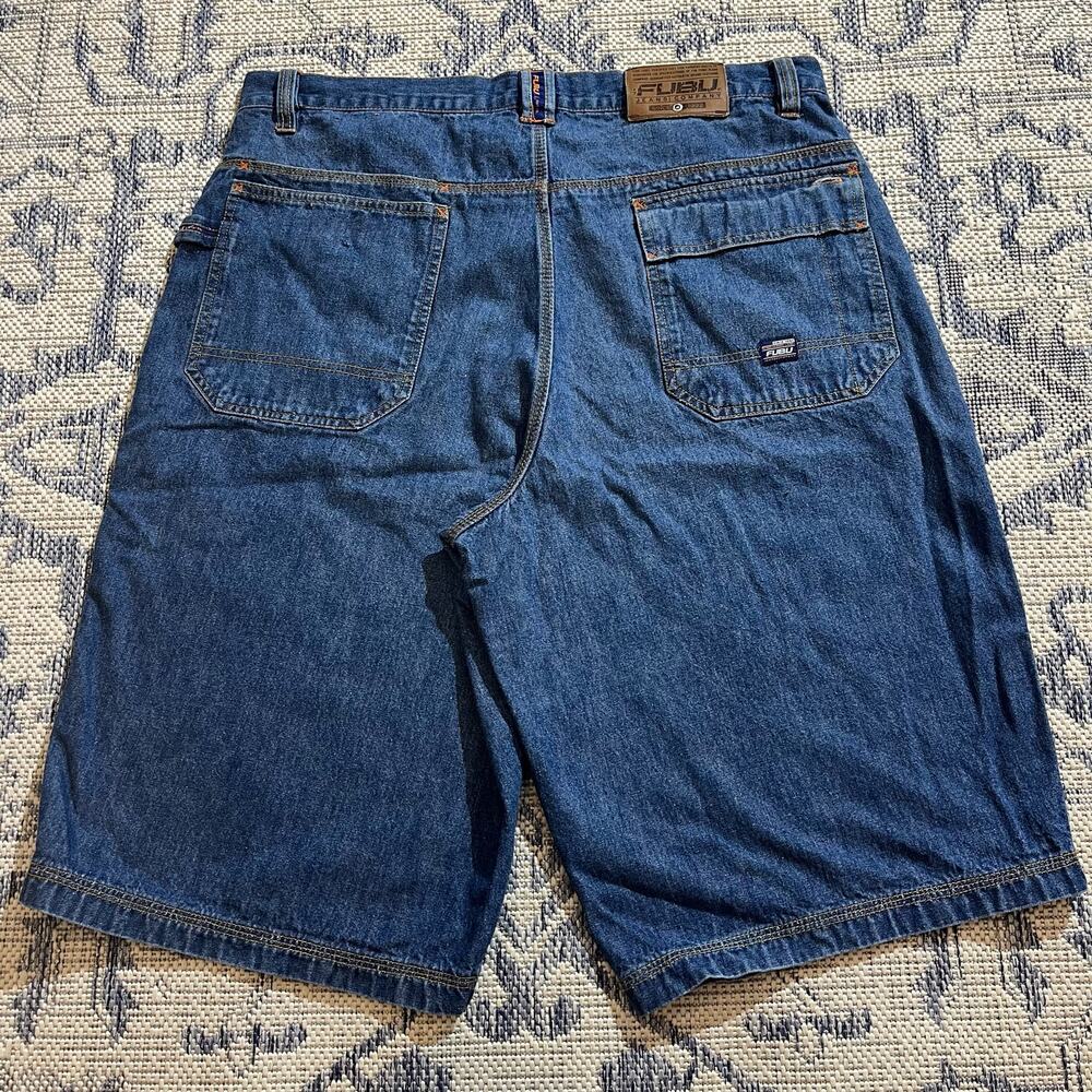 VTG Y2K Fubu Baggy Skater Blue Jean Jorts Shorts SZ 39